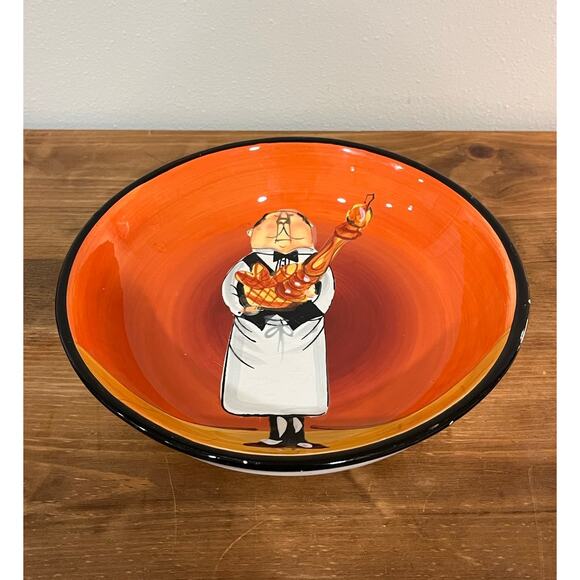 Certified International Tracy Flickinger Whimsical Waiter Bowl Bistro Chef Theme - Picture 5 of 14